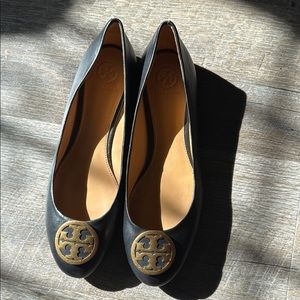 Tory Burch Black Leather Ballet Flats